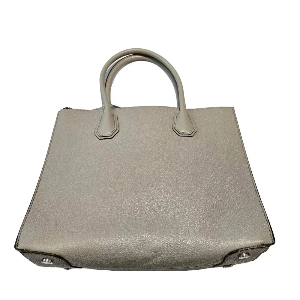 Michael Kors Mercer Large Convertible Pearl Grey Leather Tote Bag